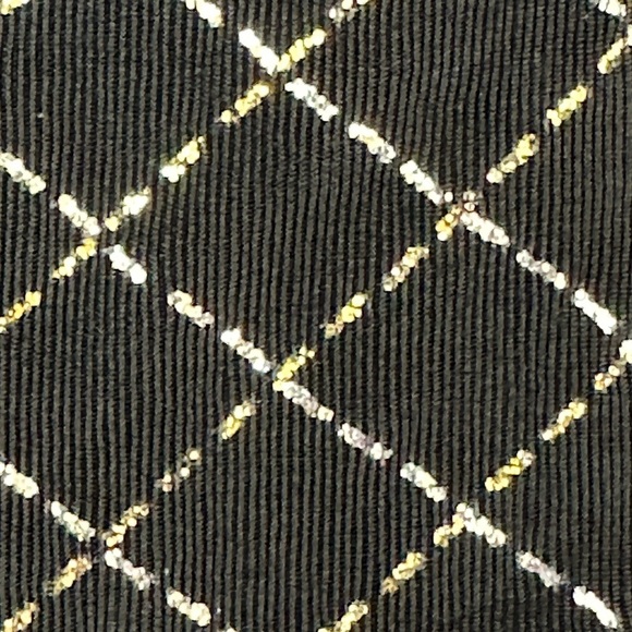 Vtg Jeffrey & Dara Evenings by Tom Barra Black Maxi Dress Large Metallic Detail - Picture 3 of 10